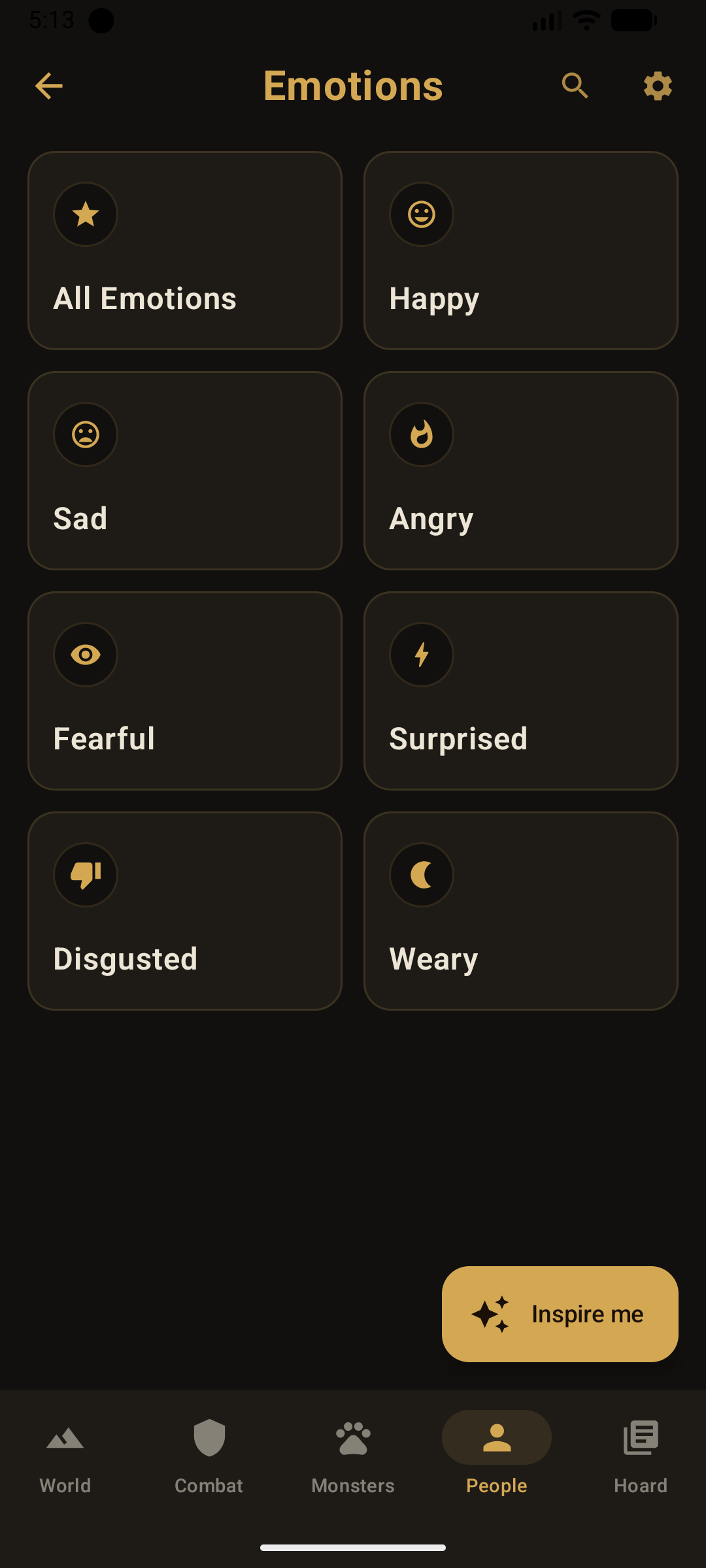The NPC emotion wheel