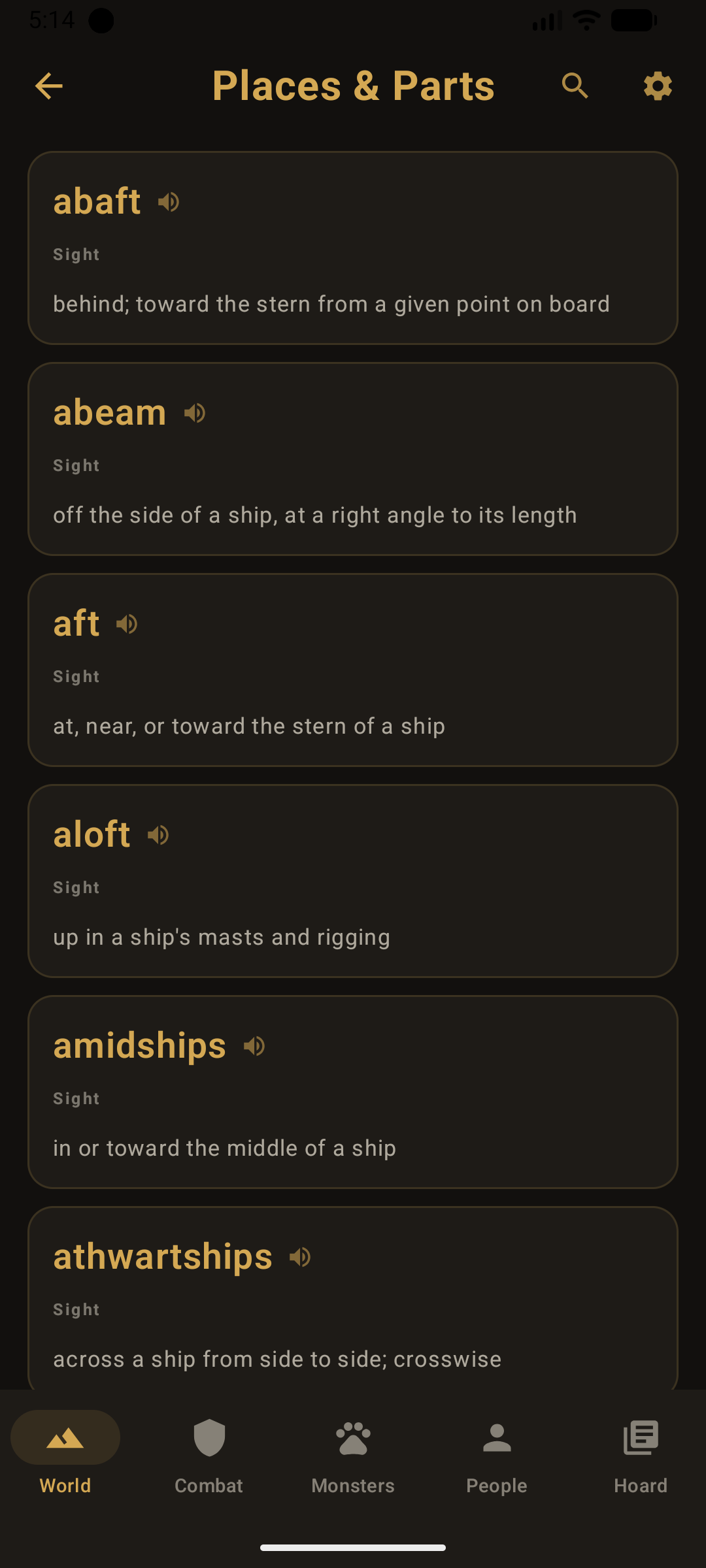 Places and parts: the names of a ship's parts